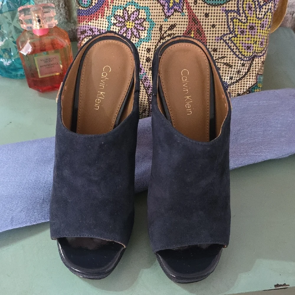 Calvin Klein Collection Navy Suede BEITRIS Mules - Picture 9 of 14